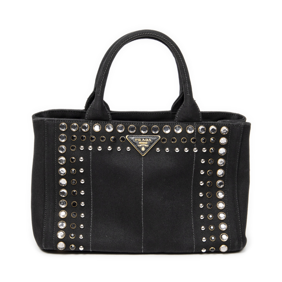 Prada Handbags - Prada Small Rhinestone Canapa Tote